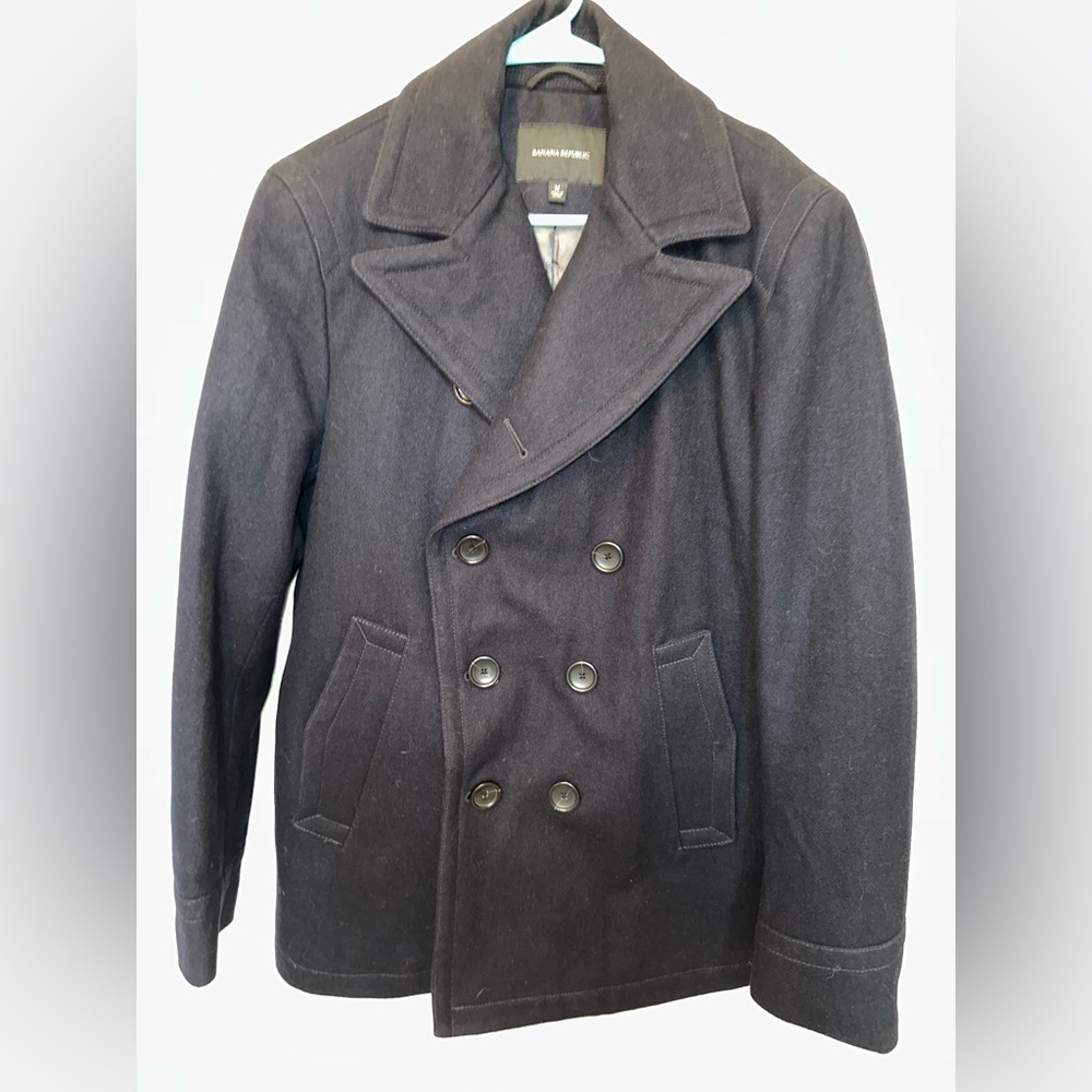 Banana Republic Navy Wool Pea Coat Size M
